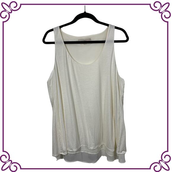 Ann Taylor Loft Loose Fit Tank Top Blouse Cream Off White XL - Picture 1 of 10